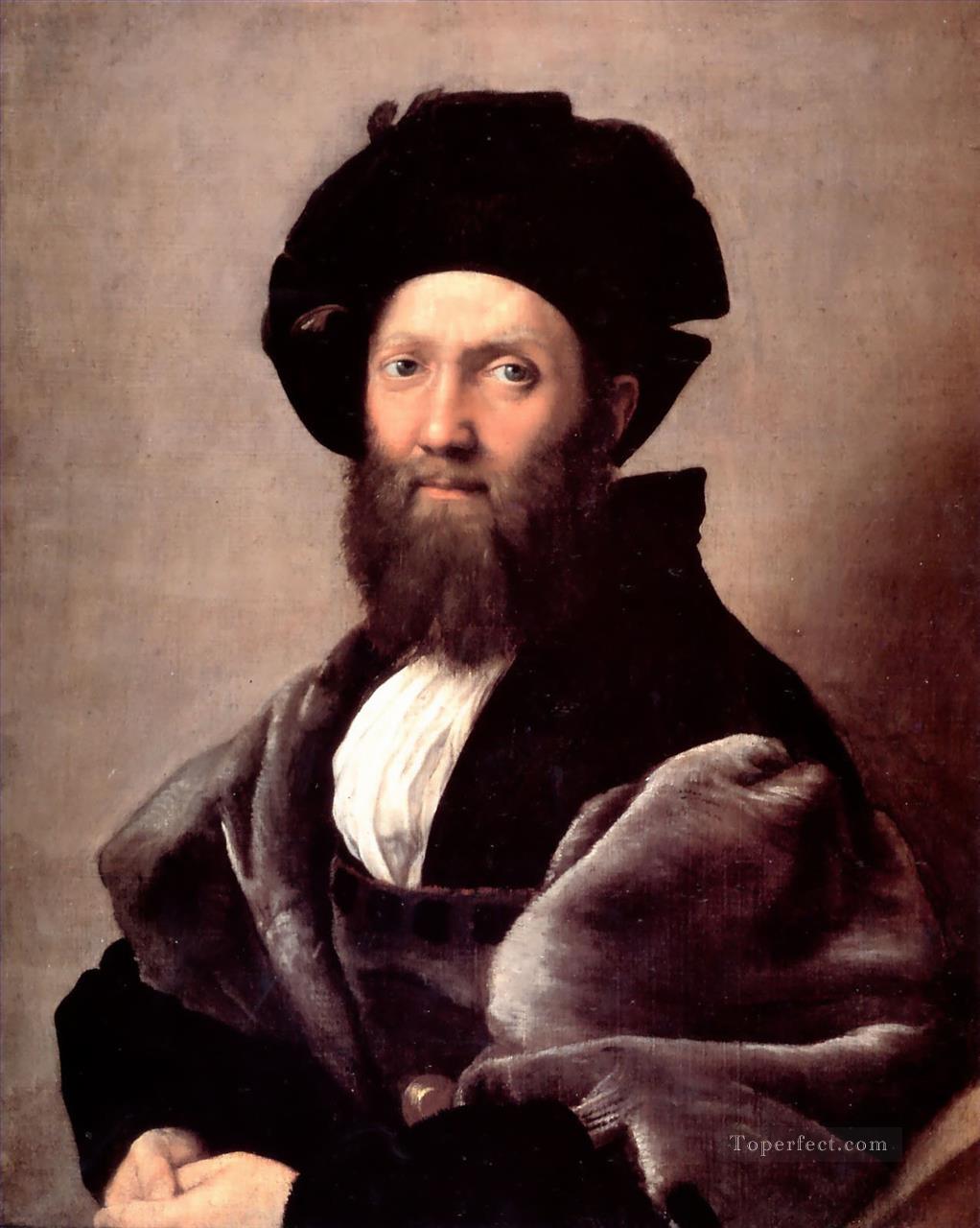 ルネサンスの巨匠ラファエロ バルダッサーレ・カスティリオーネの肖像油絵